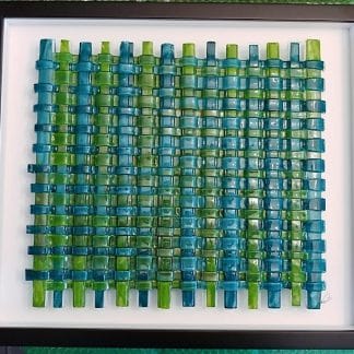 Glass Wall Art-"Summer Greens" Framed Glass Weave. DarteGlass is a woman owned brand.