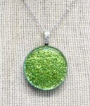Crinkled Green Dichroic Round Pendant