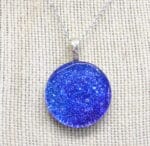 Blue Crinkled Dichroic Round Pendant