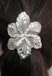Plumeria Flower Pewter Pony Tail Covers, Medium