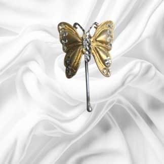 Gold Toned Pillow Butterfly Pewter Pony Tail Cover.