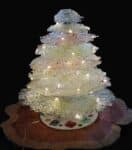 Crushed Fused Glass Christmas Tree on Cedar Base