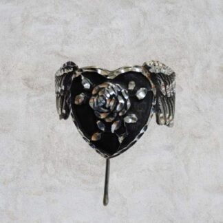 Rose Heart with Wings pewter pony tail cover