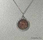 Amber Glass Pendant in Decorative Stainless Steel Setting