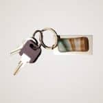 Santa Fe Colored Fused Glass on Stainless Steel Keychain