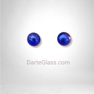 Blue Fused Glass with purple dichroic glass, Post Earrings