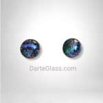 Green Glass with Blue and Purple Dichroic Fused Glass Post Earrings