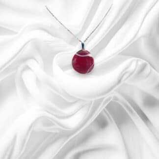 Maroon and White Fused Glass Pendant