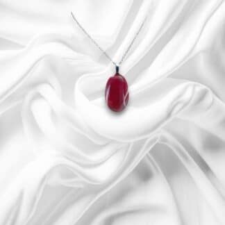 Maroon and White Fused Glass Pendant