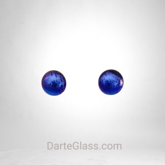 Blue Fused Glass with purple dichroic glass, Post Earrings