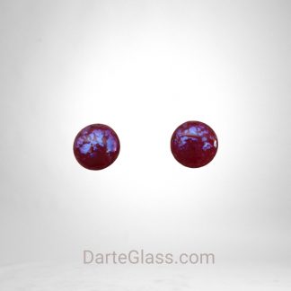 Red Glass with Purple Dichroic Fused Glass Post Earrings