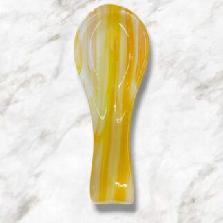 Yellow and White Fused Glass Spoon Rest
