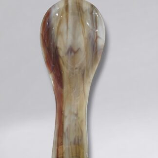 Cream with Brown Streaks Fused Glass Spoon Rest