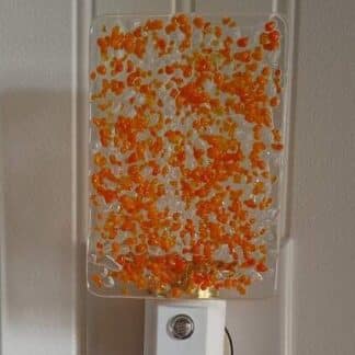 Orange Speckles on Clear Glass LED Night Light