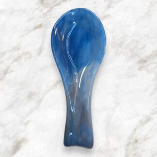 Blue swirled fused glass spoon rest