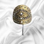 Gold Toned Almond Shaped Concho Pewter Pony Tail Cover, Small