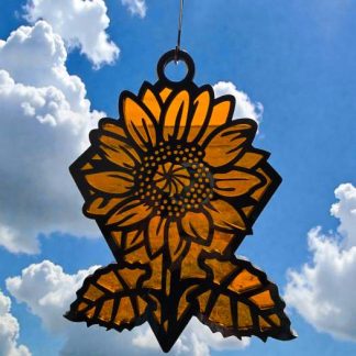 Orange flower in stained glass style acrylic suncatcher