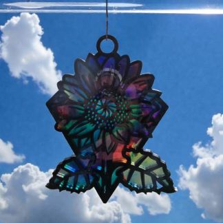 Floral multi-colored, in a stained glass style, acrylic suncatcher